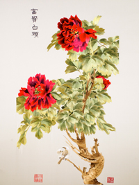 《富贵白头》心40 68 框70 96精品刺绣作品   2-4丝绣制  徐祥云女士绣制