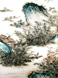 《山水》心47103框67145  精品刺绣作品   1-4丝绣制  徐祥云女士绣制