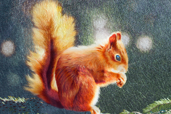 《松鼠》画心4050画框7088  精品刺绣作品   2-4丝绣制